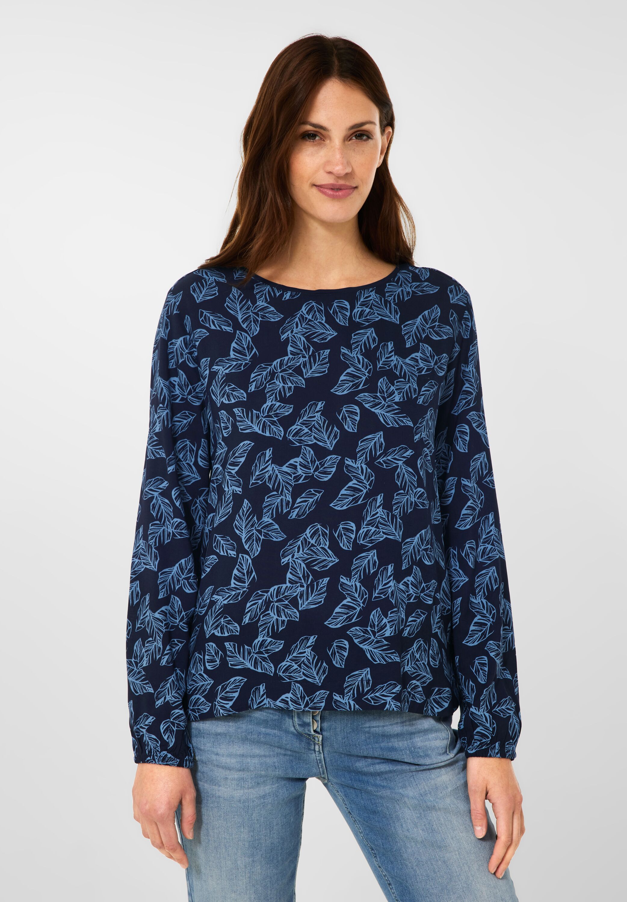 Bluse mit Blätter Print