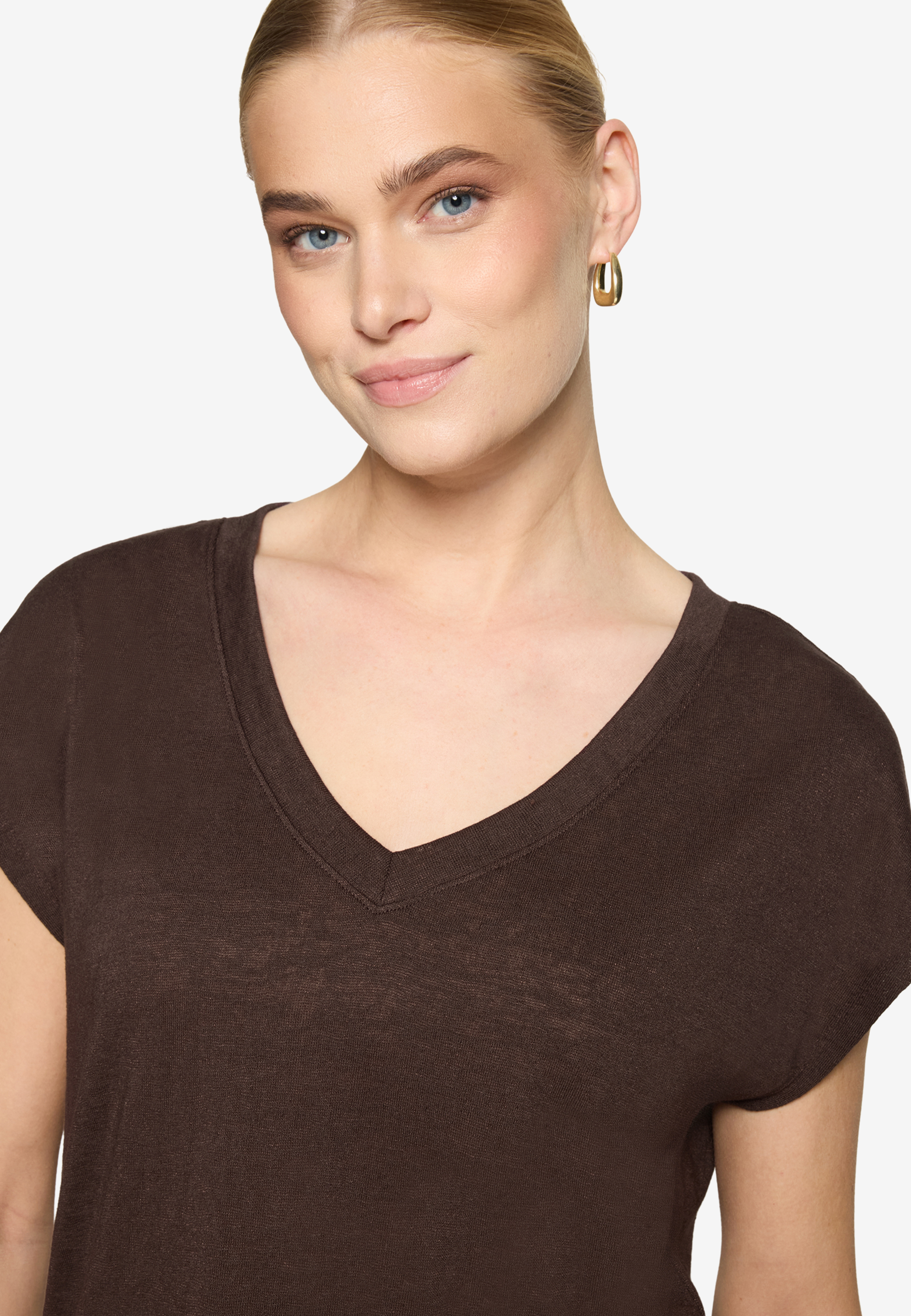 Basic-T-Shirt  mit V-Ausschnitt