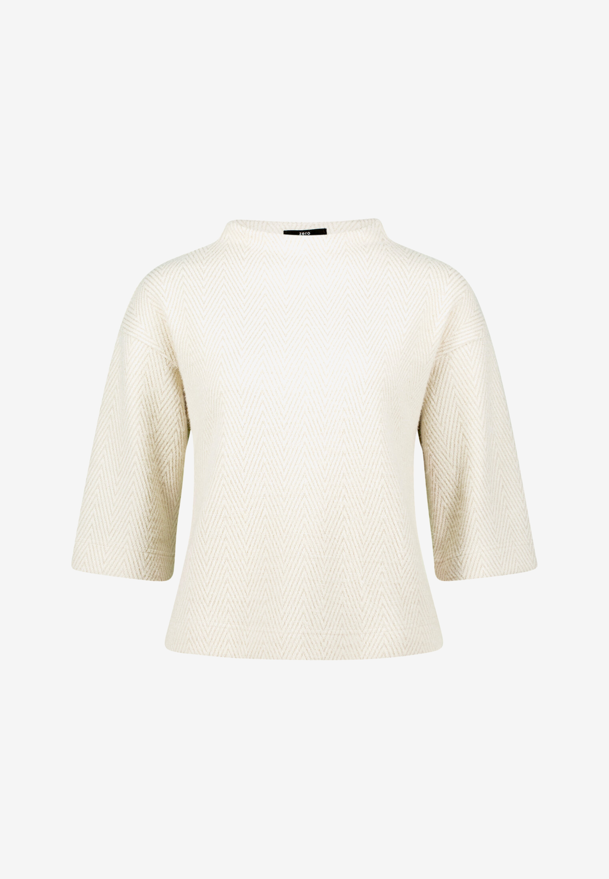 Damen Sweatshirt  3/4 Arm mit Fischgrätmuster