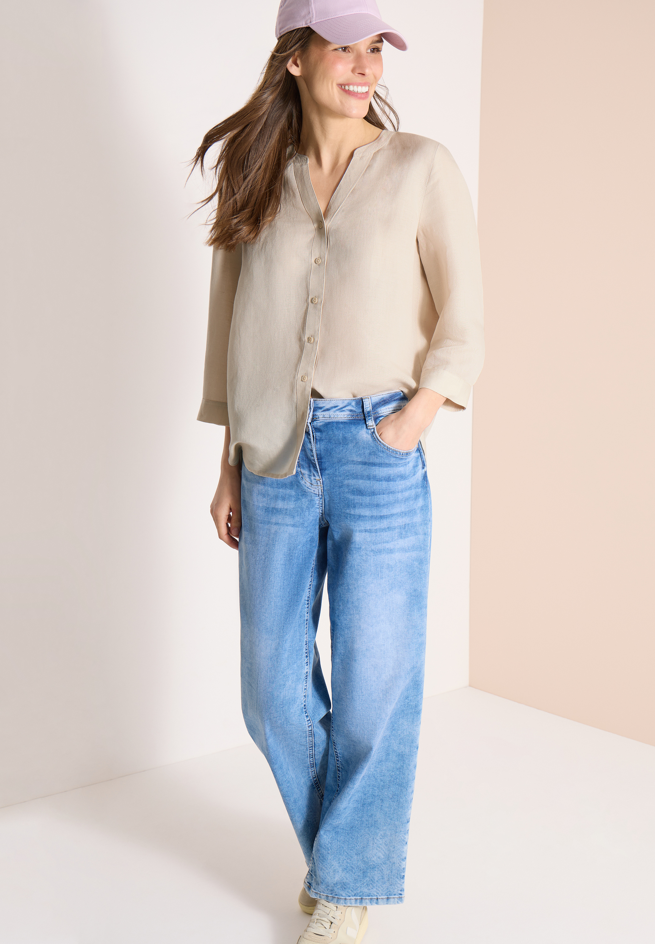 3/4-Arm Bluse aus Leinenmix