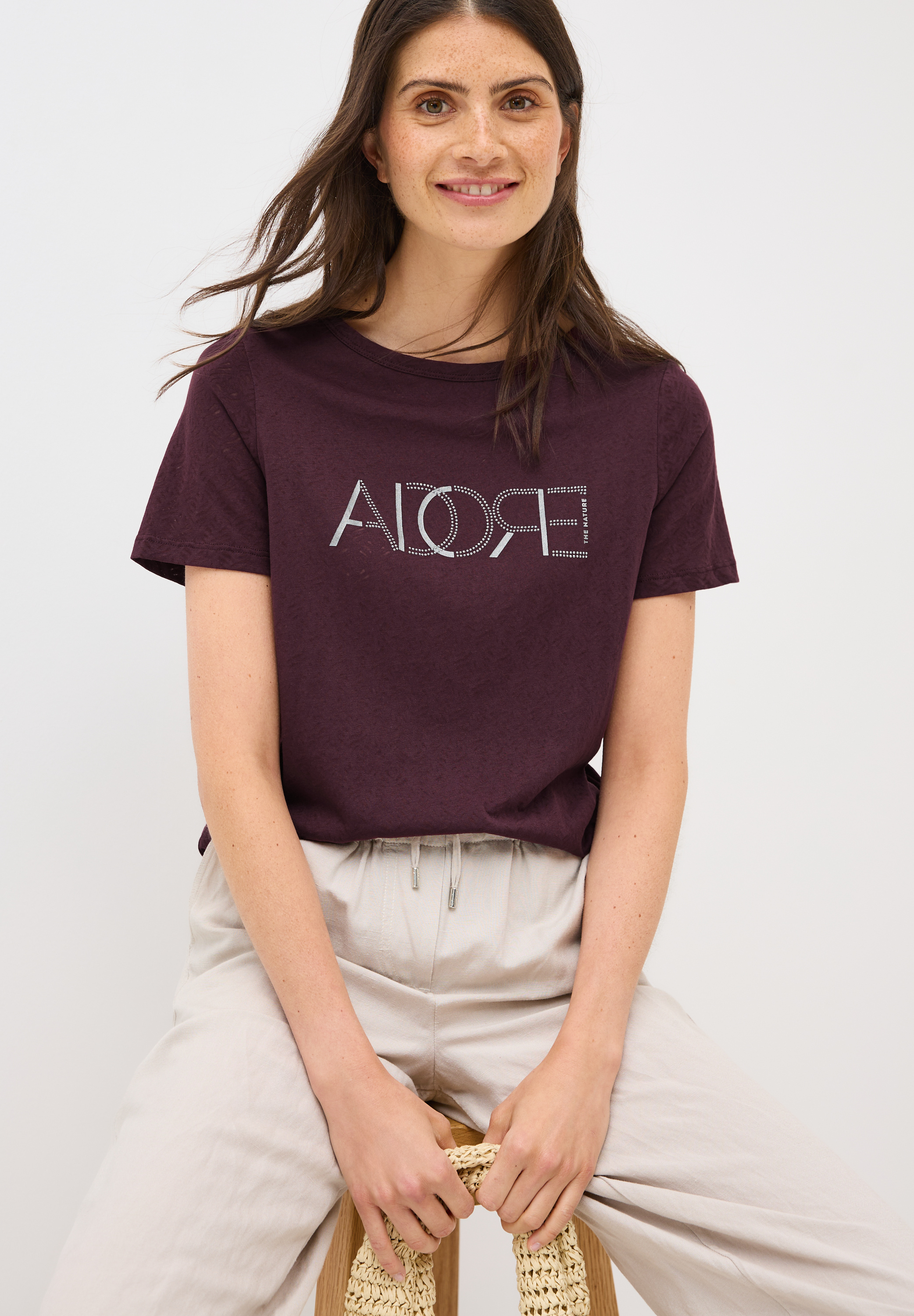 Ausbrenner-Shirt mit Wording