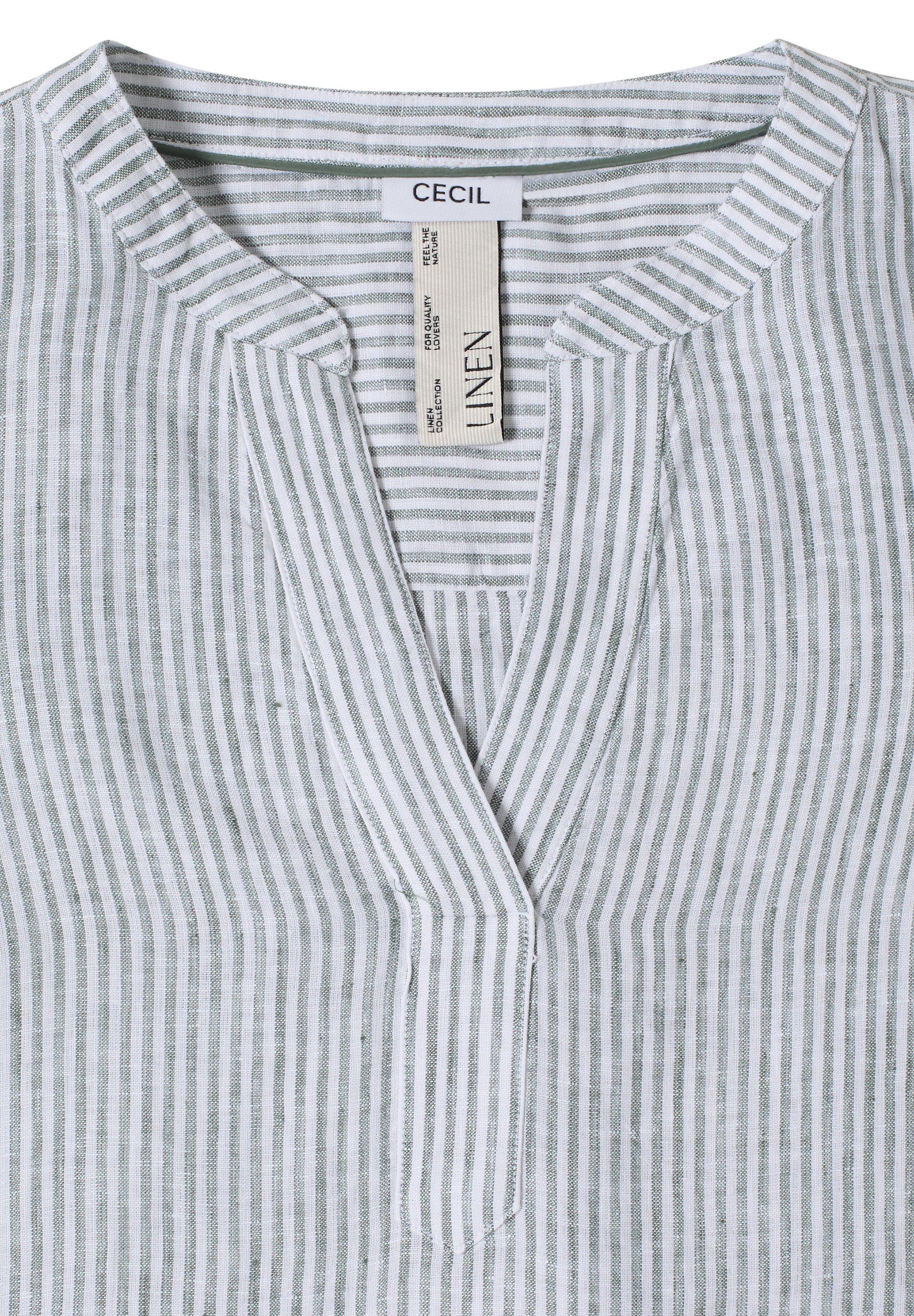 3/4-Arm Bluse mit Split Neck aus Leinen