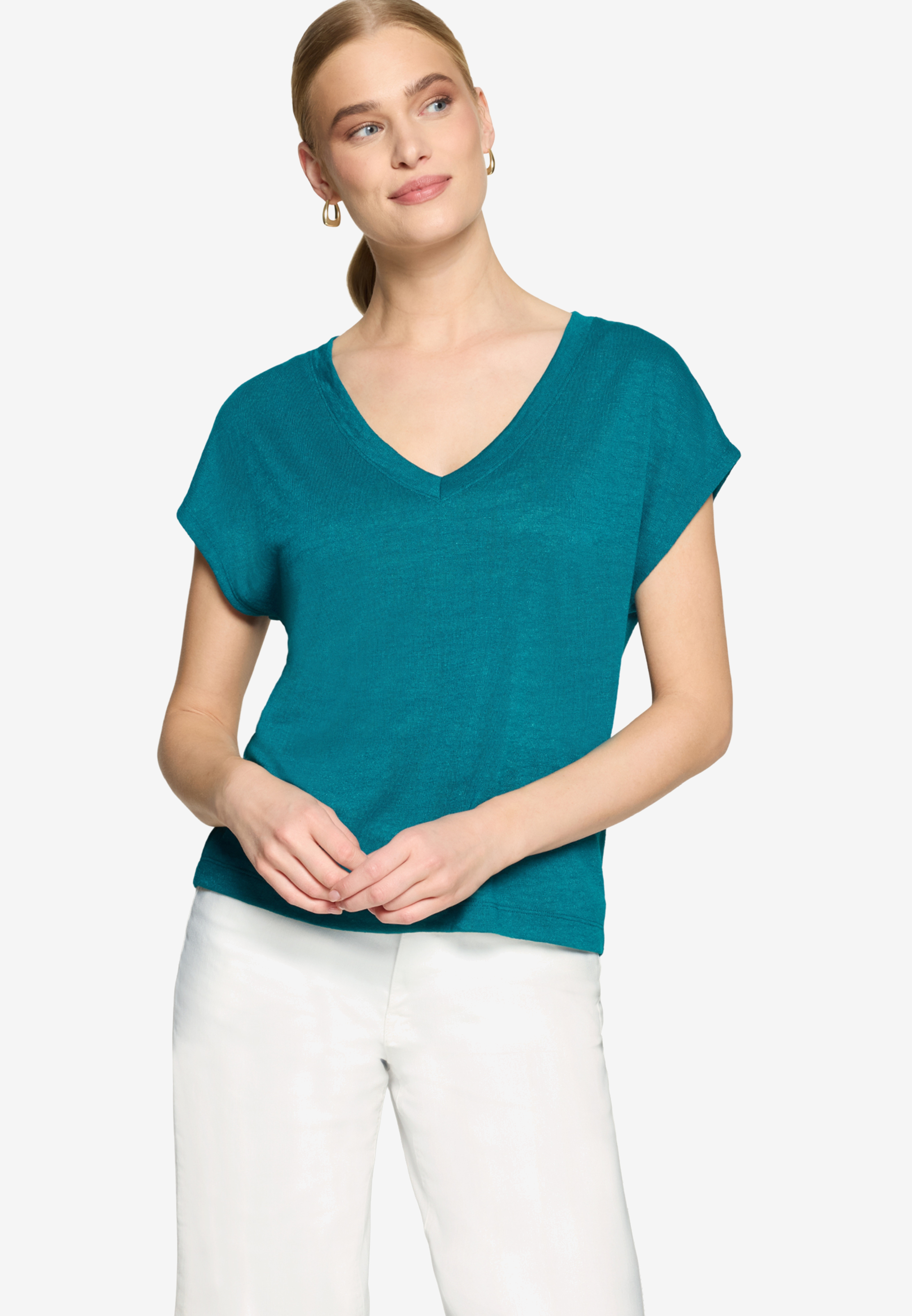 Basic-T-Shirt  mit V-Ausschnitt