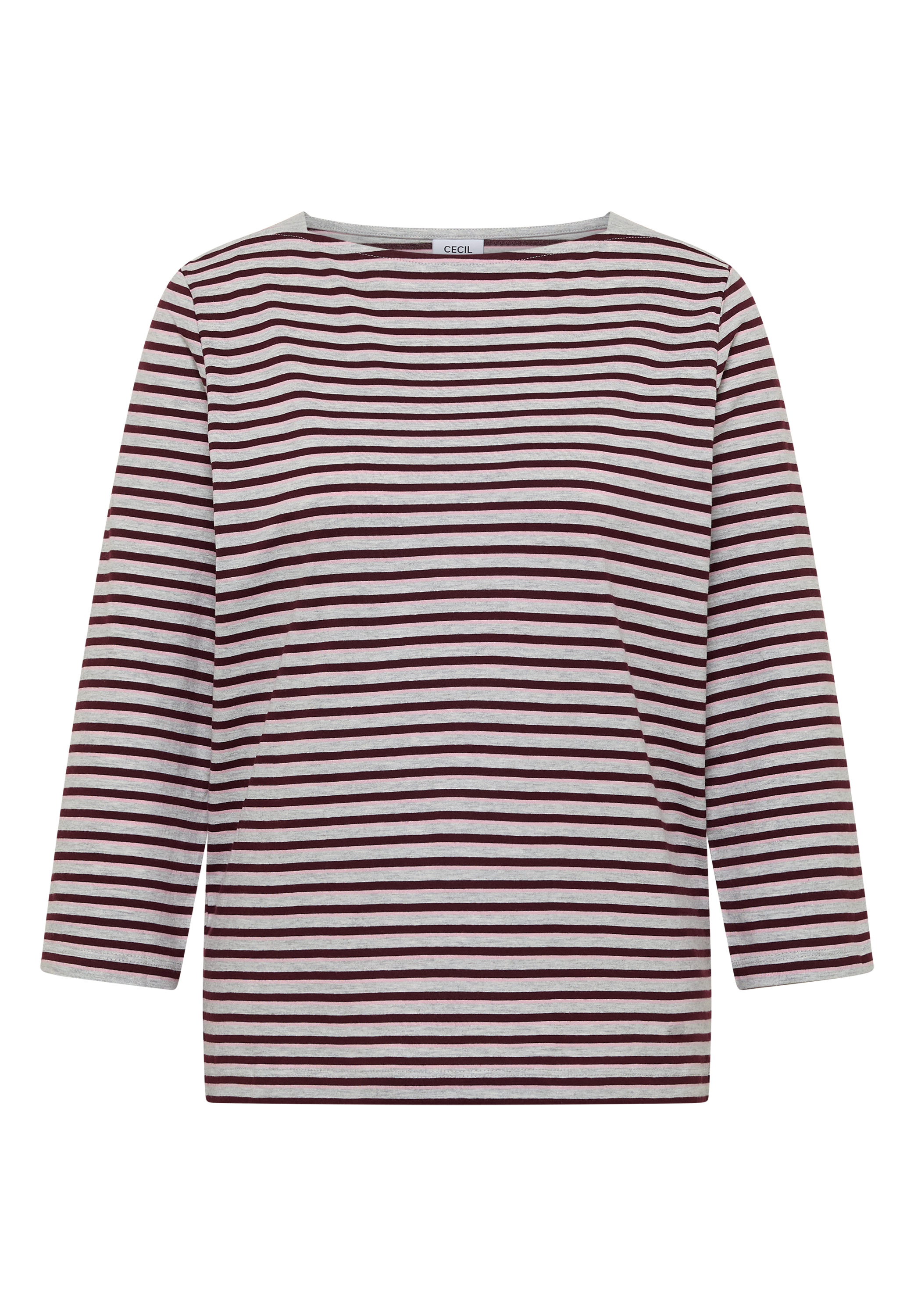 3/4-Arm Shirt mit Boat Neck und Streifen