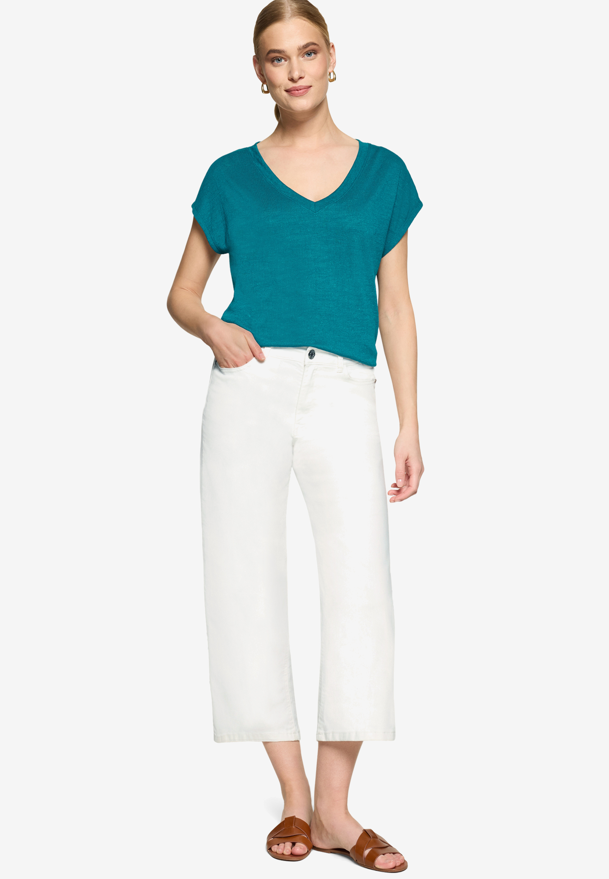 Basic-T-Shirt  mit V-Ausschnitt