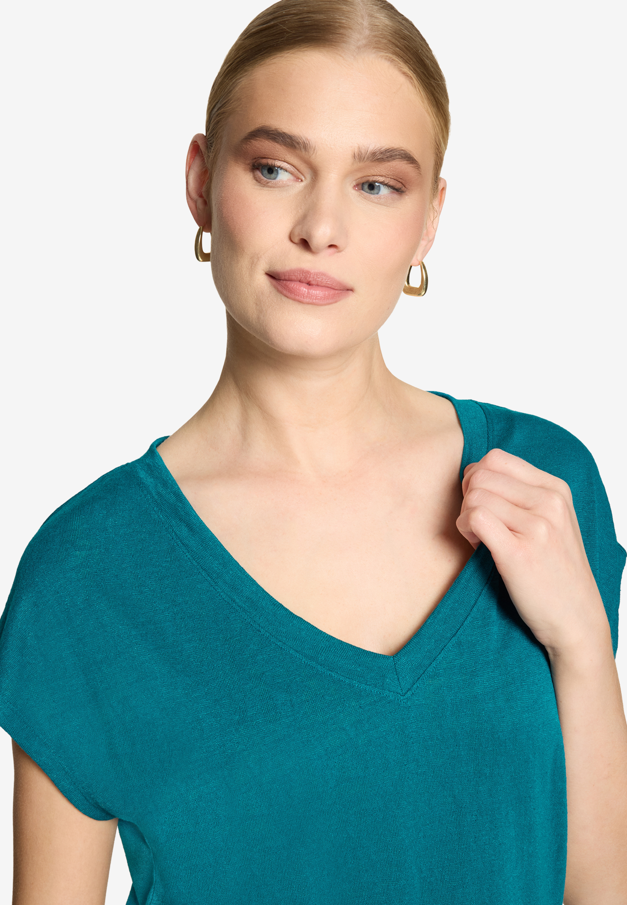 Basic-T-Shirt  mit V-Ausschnitt