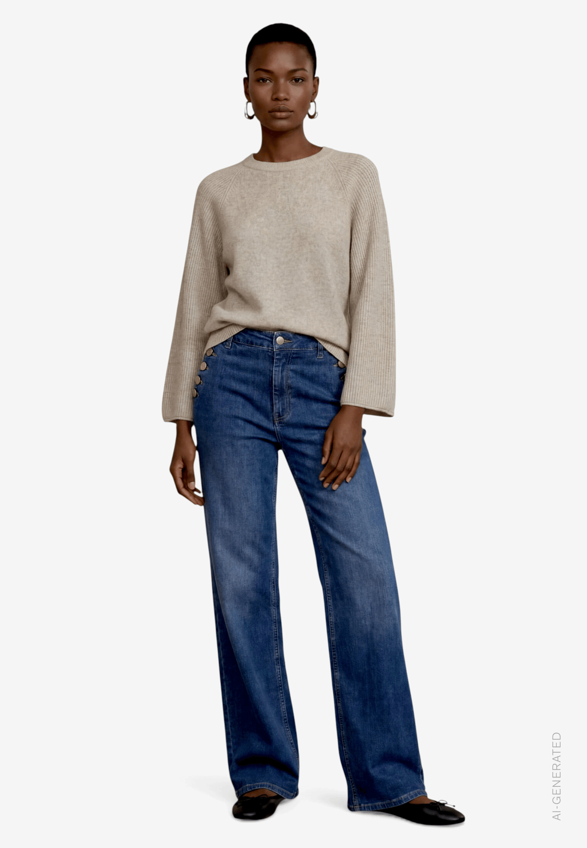 Damen Jeans  mit Zierknöpfen