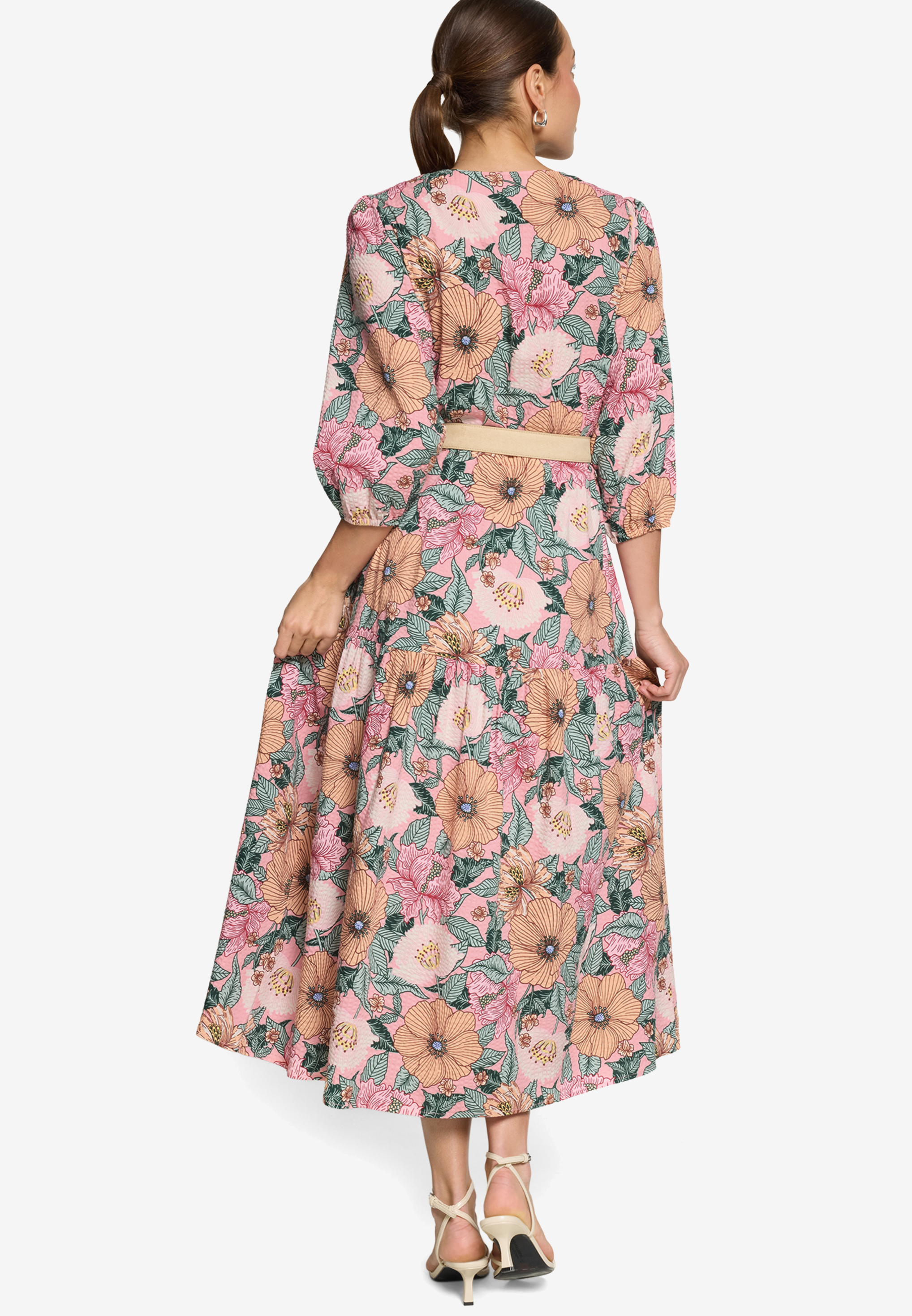 Blumenkleid Maxi mit Gürtel